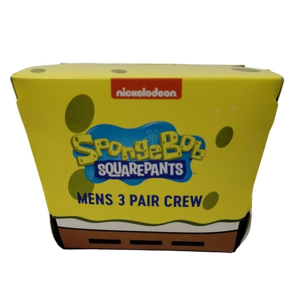 Bioworld SpongeBob SquarePants Mens 3 Pair Crew Socks Size 10 to 13 Nickelodeon